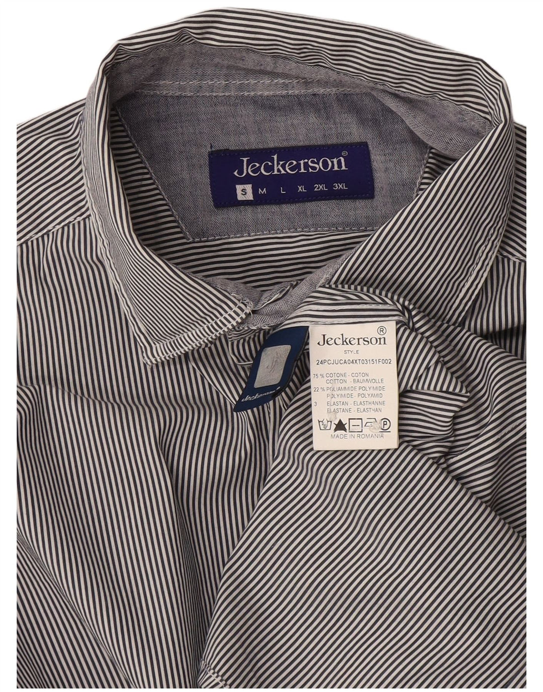 Jeckerson Herrenhemd, kleine blaue Nadelstreifen-Baumwolle