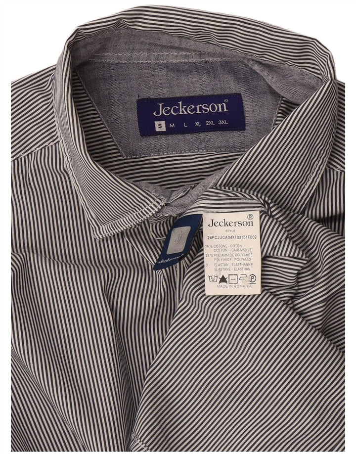 Jeckerson Herrenhemd, kleine blaue Nadelstreifen-Baumwolle