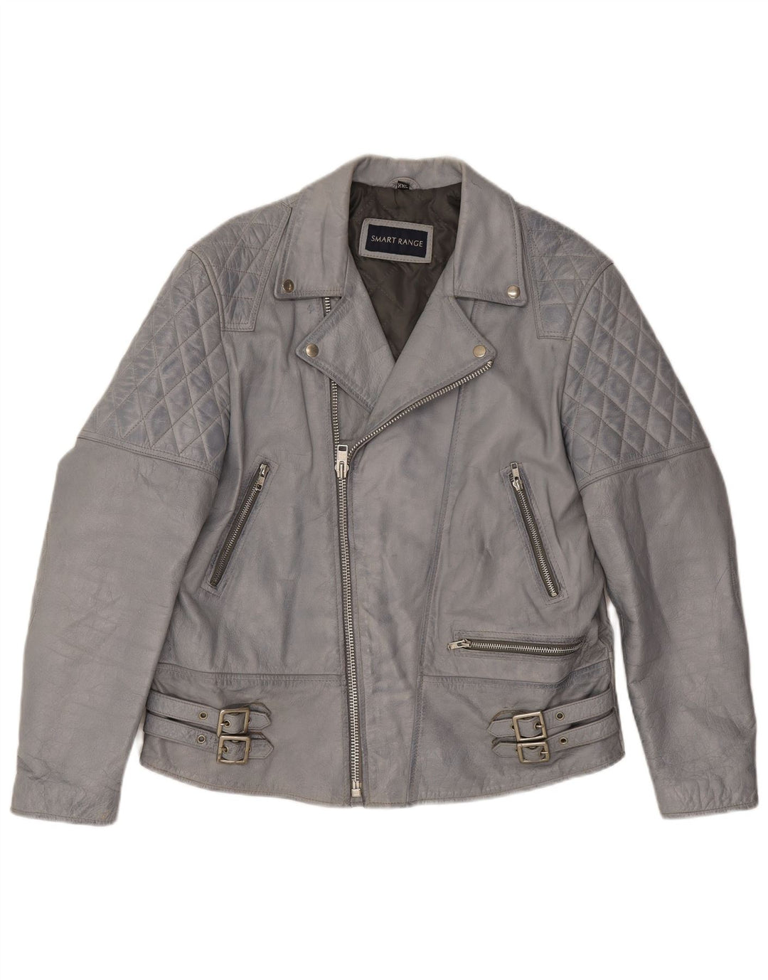 Smart Range Damen-Bikerjacke aus Leder, UK 20 2XL, blaues Leder