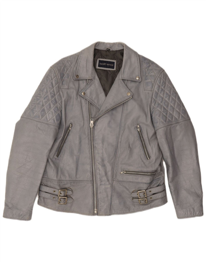Smart Range Damen-Bikerjacke aus Leder, UK 20 2XL, blaues Leder