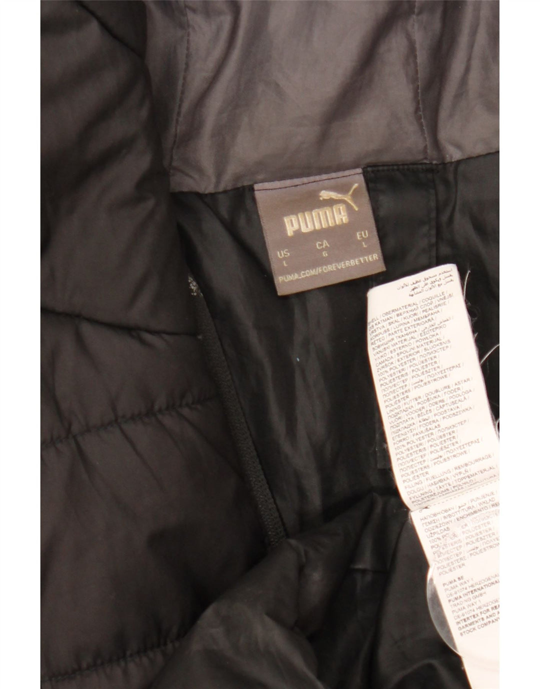 Puma Herren-Jacke mit Kapuze, gepolstert, UK 40, Größe L, Schwarz, Polyester