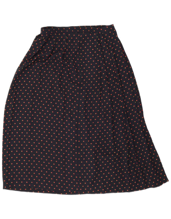 Vintage Damen A-Linienrock mit hoher Taille US 6 Medium W32 Marineblau geblümt