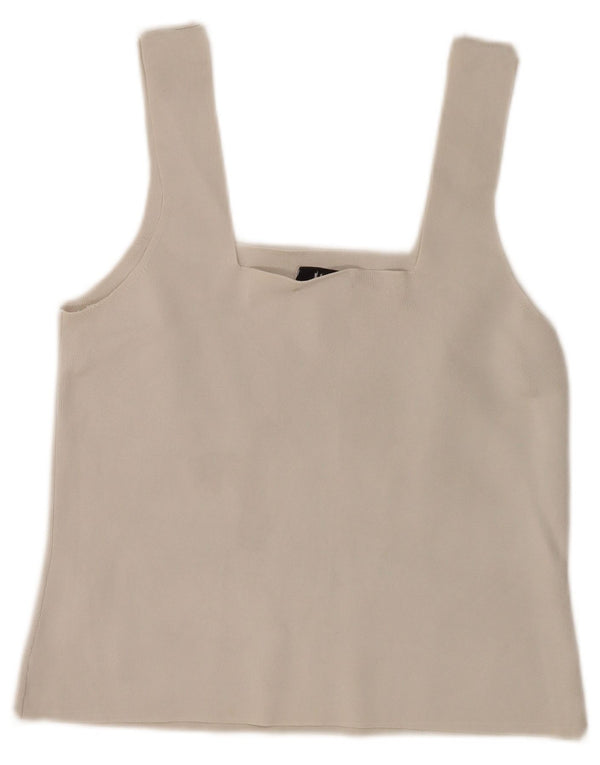 Reiss Damen Crop Cami Top UK 14 Large Off White Viscose