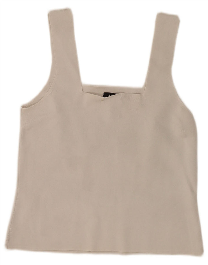 Reiss Damen Crop Cami Top UK 14 Large Off White Viscose