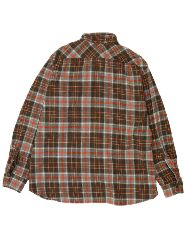 Vintage Herren Holzfäller Flanellhemd XL Khaki Kariert