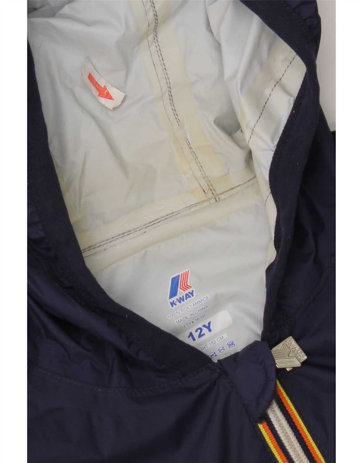 K-Way Jungen-Regenjacke mit Kapuze, 11–12 Jahre, marineblaues Nylon