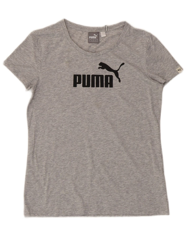 Puma Womens Graphic T-Shirt Top UK 12 Mittelgraues Polyester