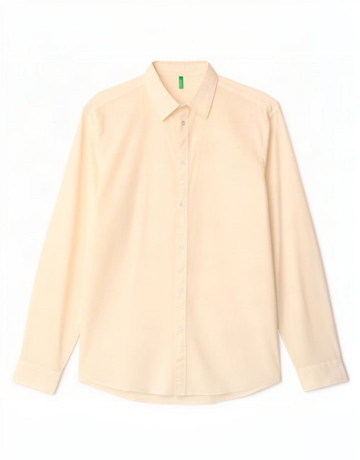 Benetton Herrenhemd XL aus weißer Baumwolle