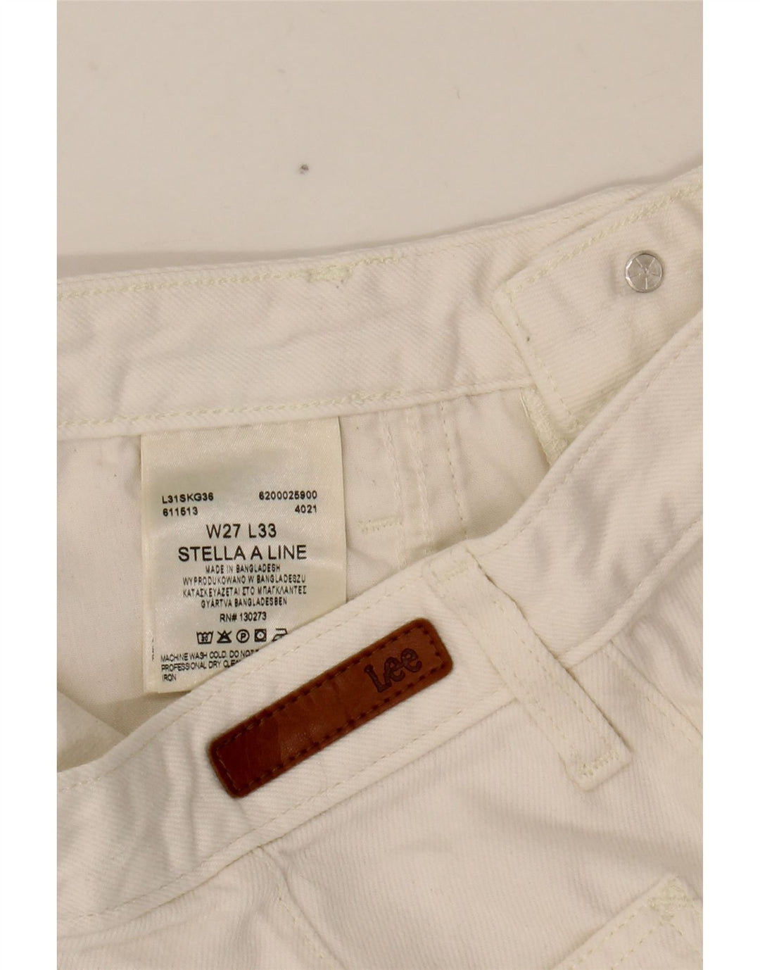 LEE Damen Stella Wide Leg Jeans W27 L27 Weiße Baumwolle