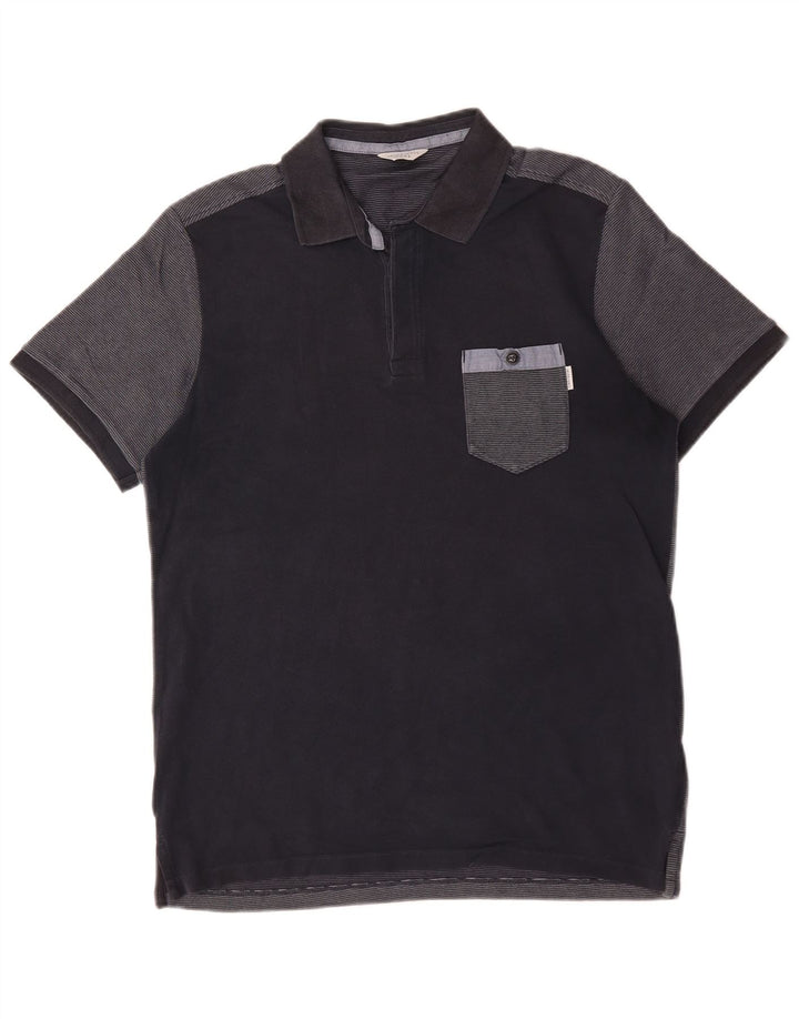 Jack & Jones Herren-Poloshirt aus mittelblauer, marineblauer Colourblock-Baumwolle