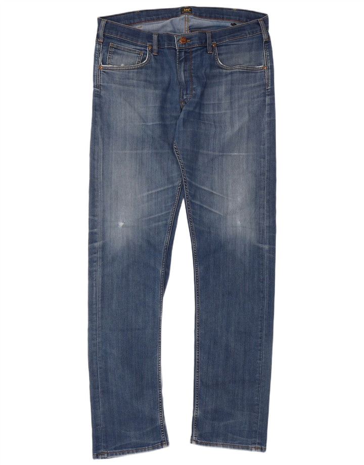 Lee Herren Straight Jeans W38 L36 Blaue Baumwolle