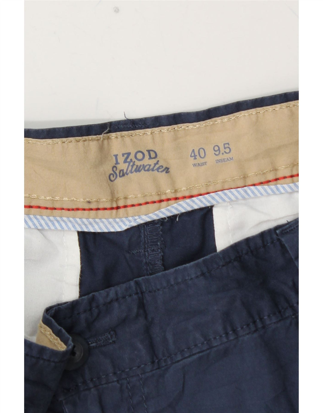 IZOD Herren Salt Water Chino Shorts W40 XL Marineblaue Baumwolle