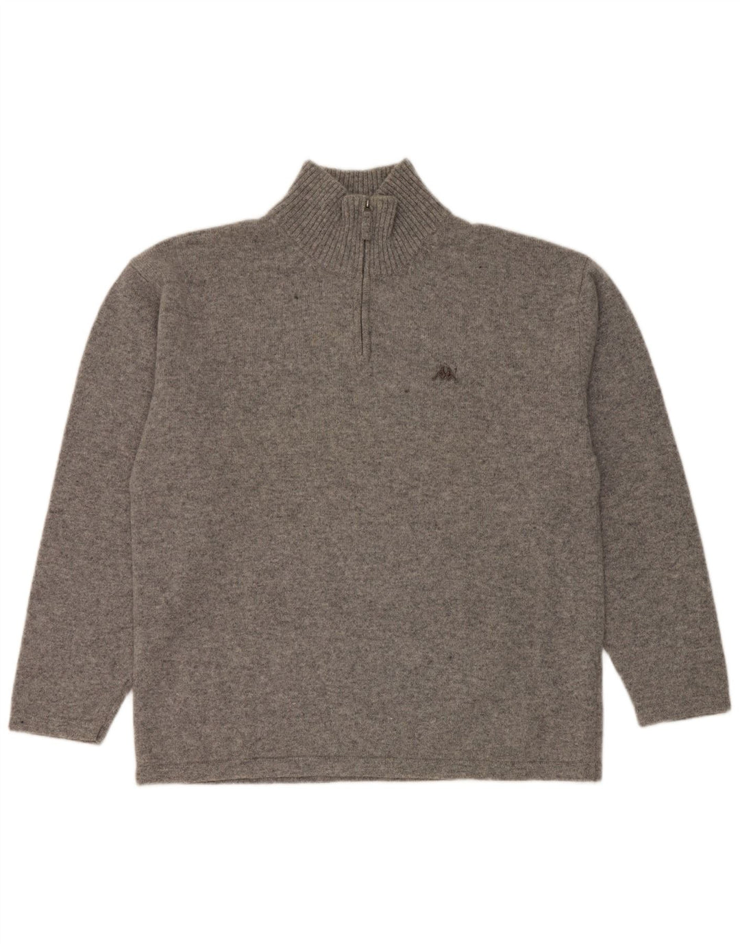 Kappa Herren-Pullover mit Reißverschluss am Hals, 2XL, grau gefleckte Schurwolle