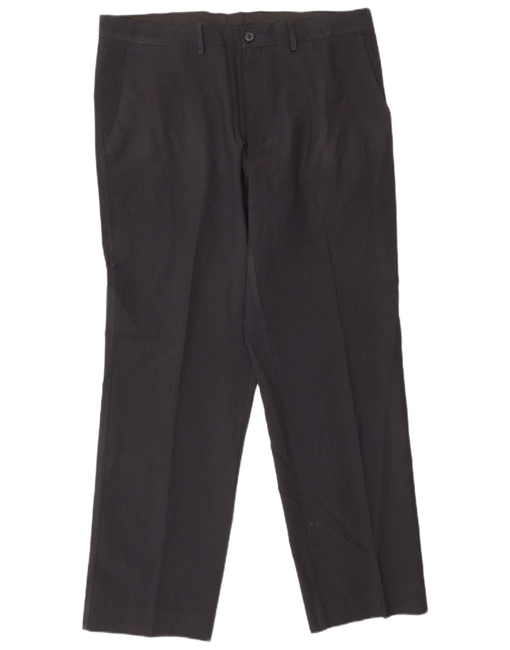 Gerade Herren-Anzughose von Marks & Spencer, W36, L31, marineblaues Polyester