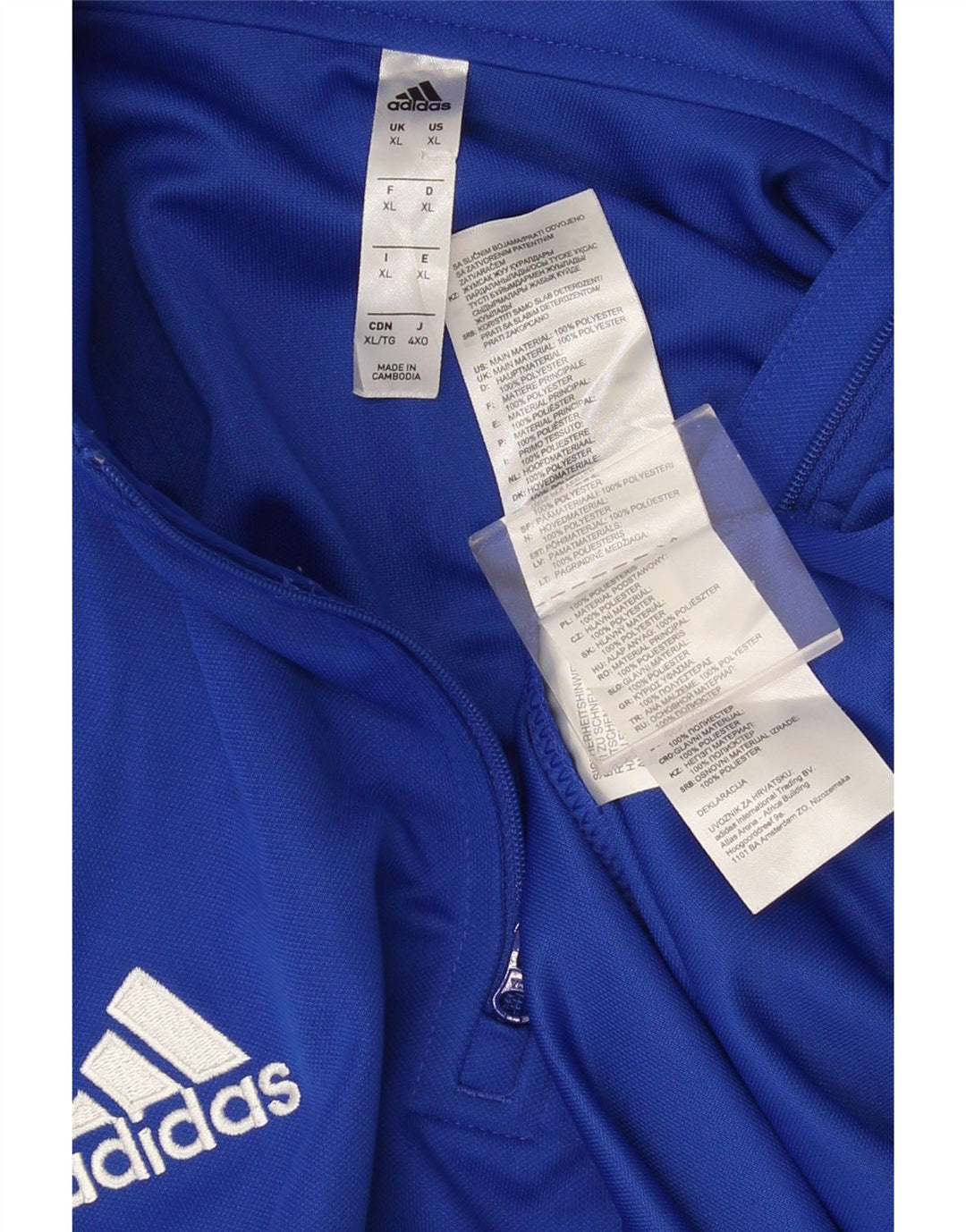Adidas Damen Climalite Graphic Zip Neck Top Langarm XL Blau Polyester