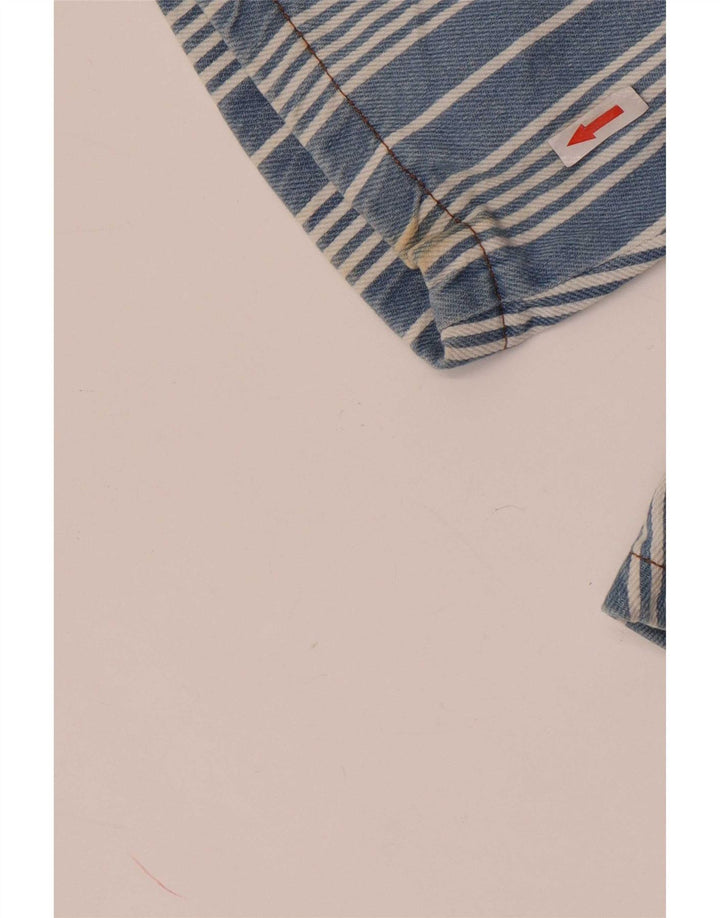 Vintage Damen Latzhose Shorts W28 Mittelblau gestreift