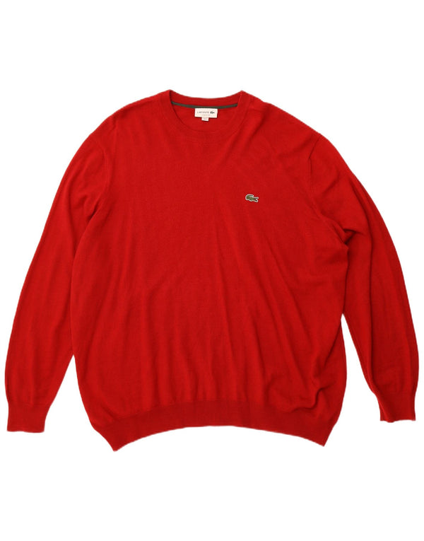 Lacoste Herren-Pullover mit klassischer Passform und Rundhalsausschnitt, Größe 8 3XL, rote Wolle
