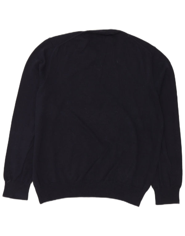 MARKS & SPENCER Herren-Pullover mit Rundhalsausschnitt, XL, marineblaue Baumwolle