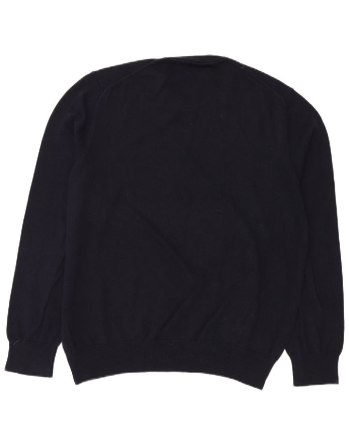 MARKS & SPENCER Herren-Pullover mit Rundhalsausschnitt, XL, marineblaue Baumwolle