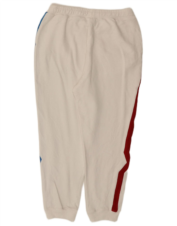 Lacoste Herren-Trainingshose, Jogginghose, Größe 4, mittelweiß, gestreift, Baumwolle