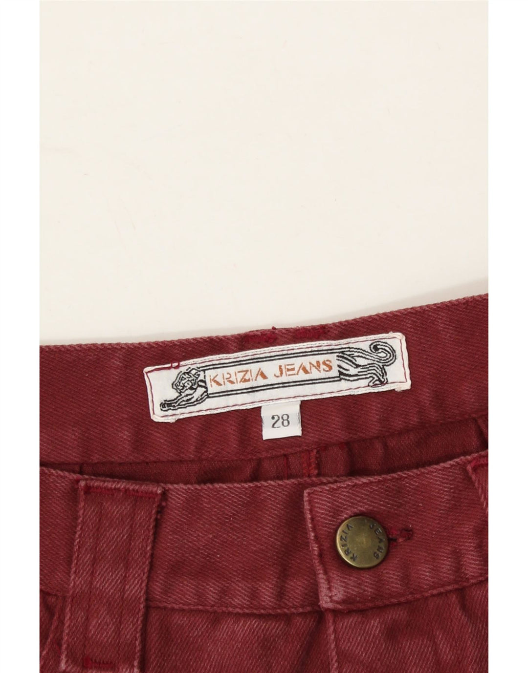 KRIZIA Womens Denim Skirt W28 Medium Burgundy Vintage Krizia and Second-Hand Krizia from Messina Hembry 