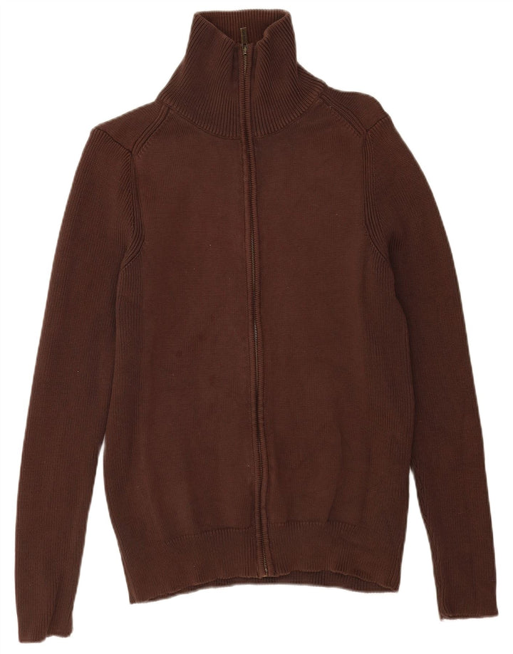 Zara Herren-Strickjacke, groß, braune Baumwolle