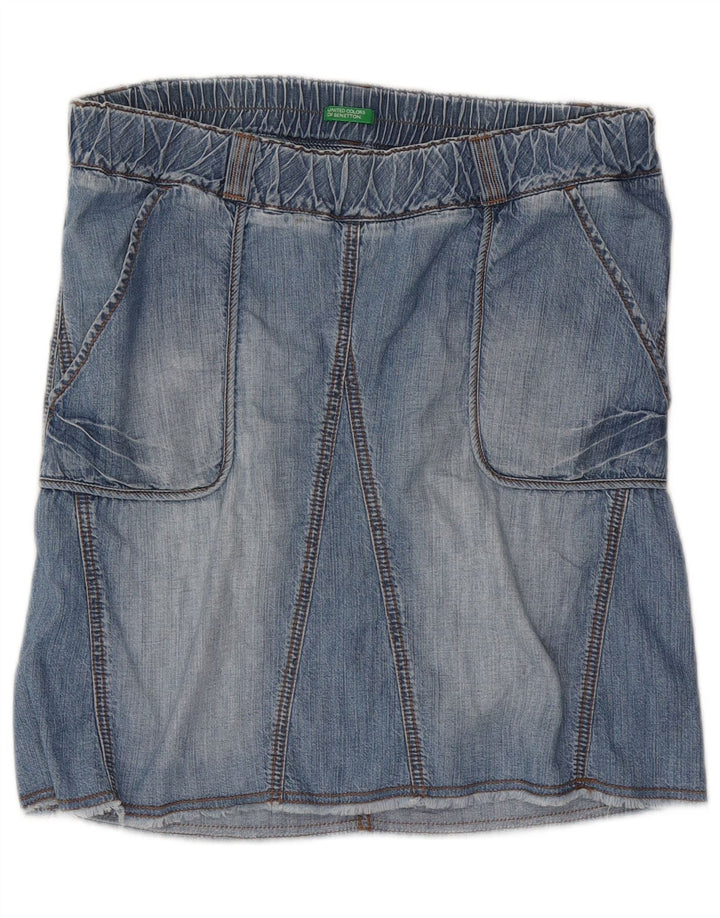 Benetton Damen-Jeansrock, Größe S, W34, Blau, Baumwolle