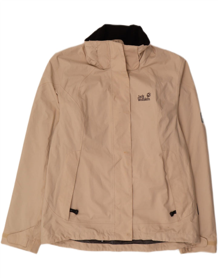 JACK WOLFSKIN Womens Rain Jacket UK 12 Medium Beige Polyester