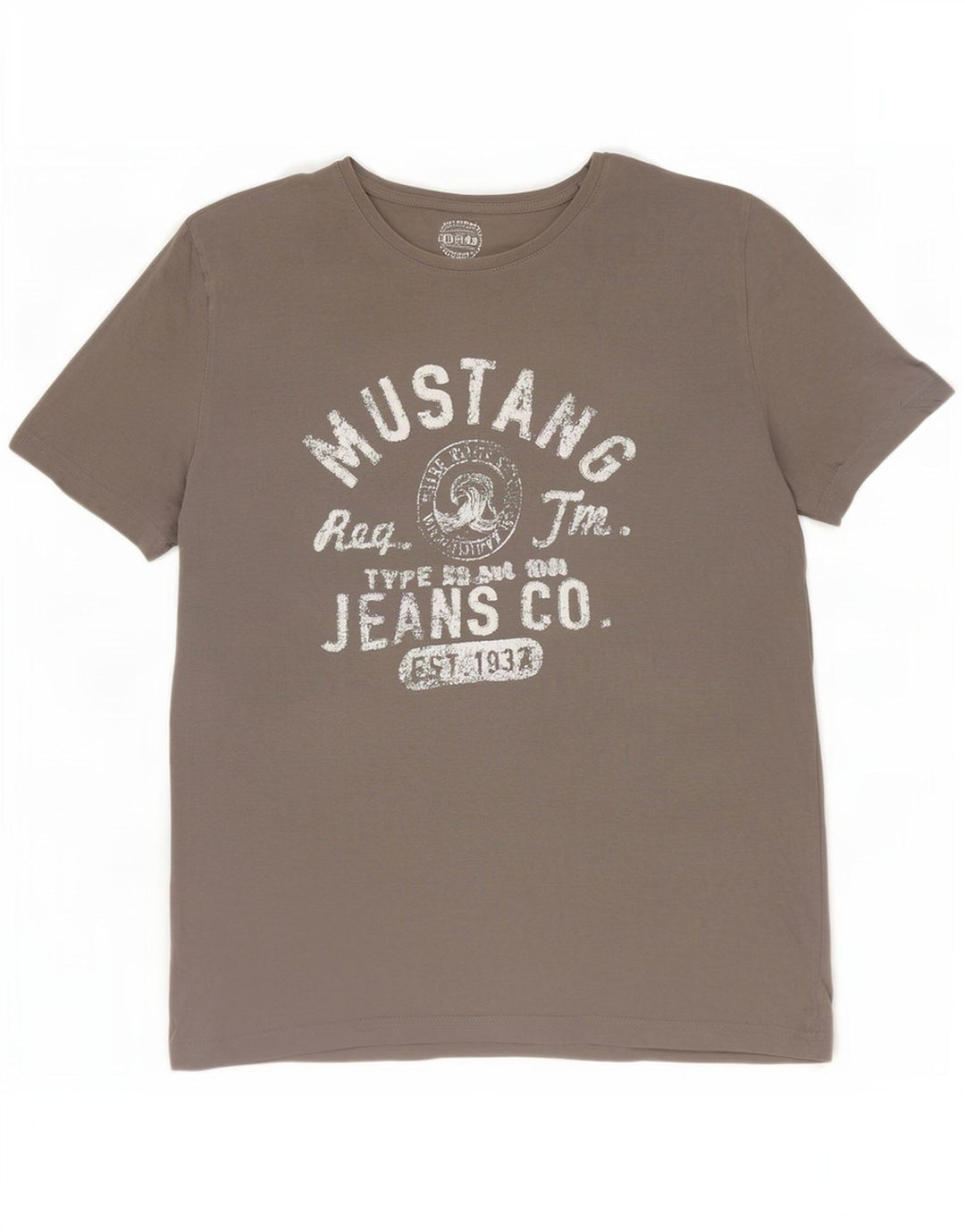 Mustang Herren-T-Shirt mit Grafik, XL, graue Baumwolle