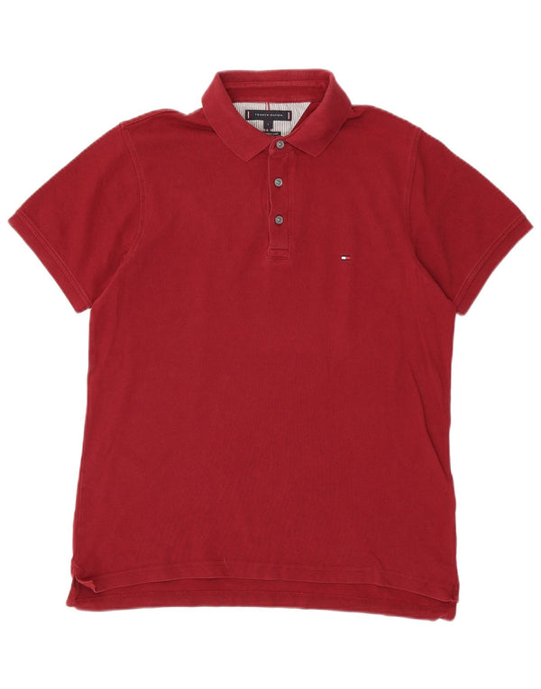 Tommy Hilfiger Mens Slim Fit Polo Shirt Large Red Cotton