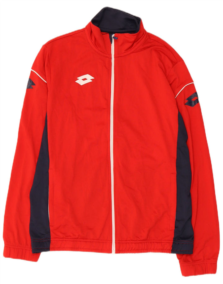 LOTTO Herren-Trainingsanzugoberteil mit Grafik, Mittelrotes Farbblock-Polyester