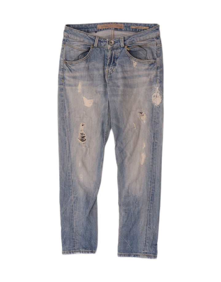 Guess Damen Distressed Slim Jeans W26 L24 Blaue Baumwolle