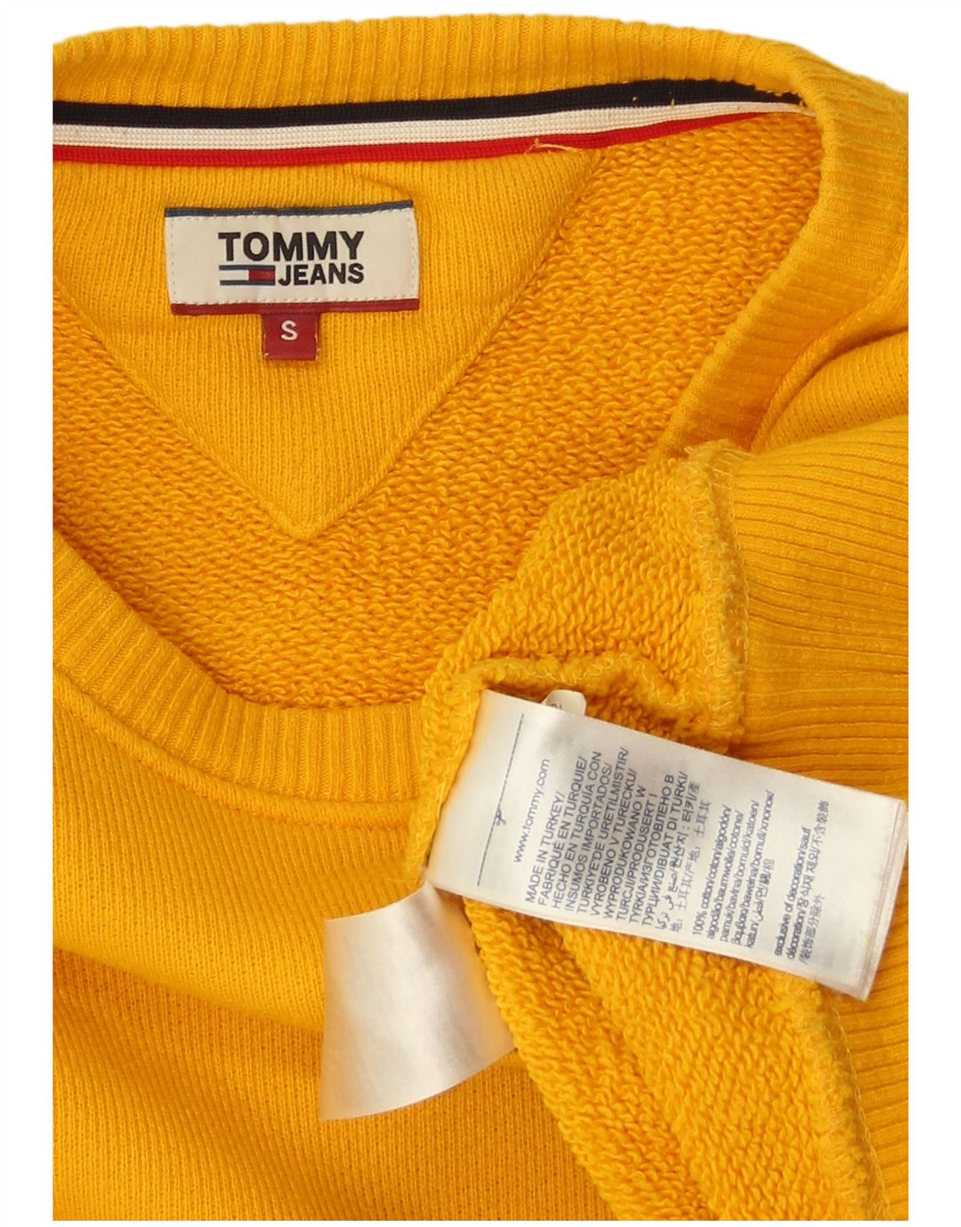 TOMMY HILFIGER Damen Übergroßer Sweatshirt-Pullover UK 10 Small Gelb