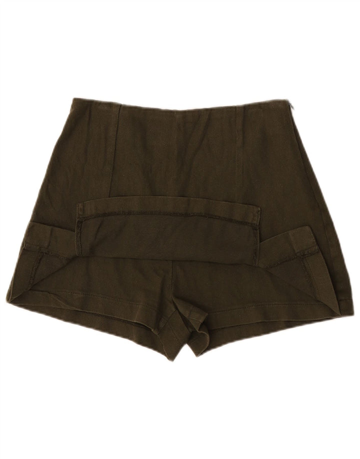 Zara Damen Hotpants XS W24 Khaki Baumwolle