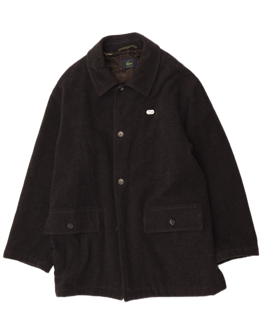Lacoste Herren Mantel IT 50 Große schwarze Wolle