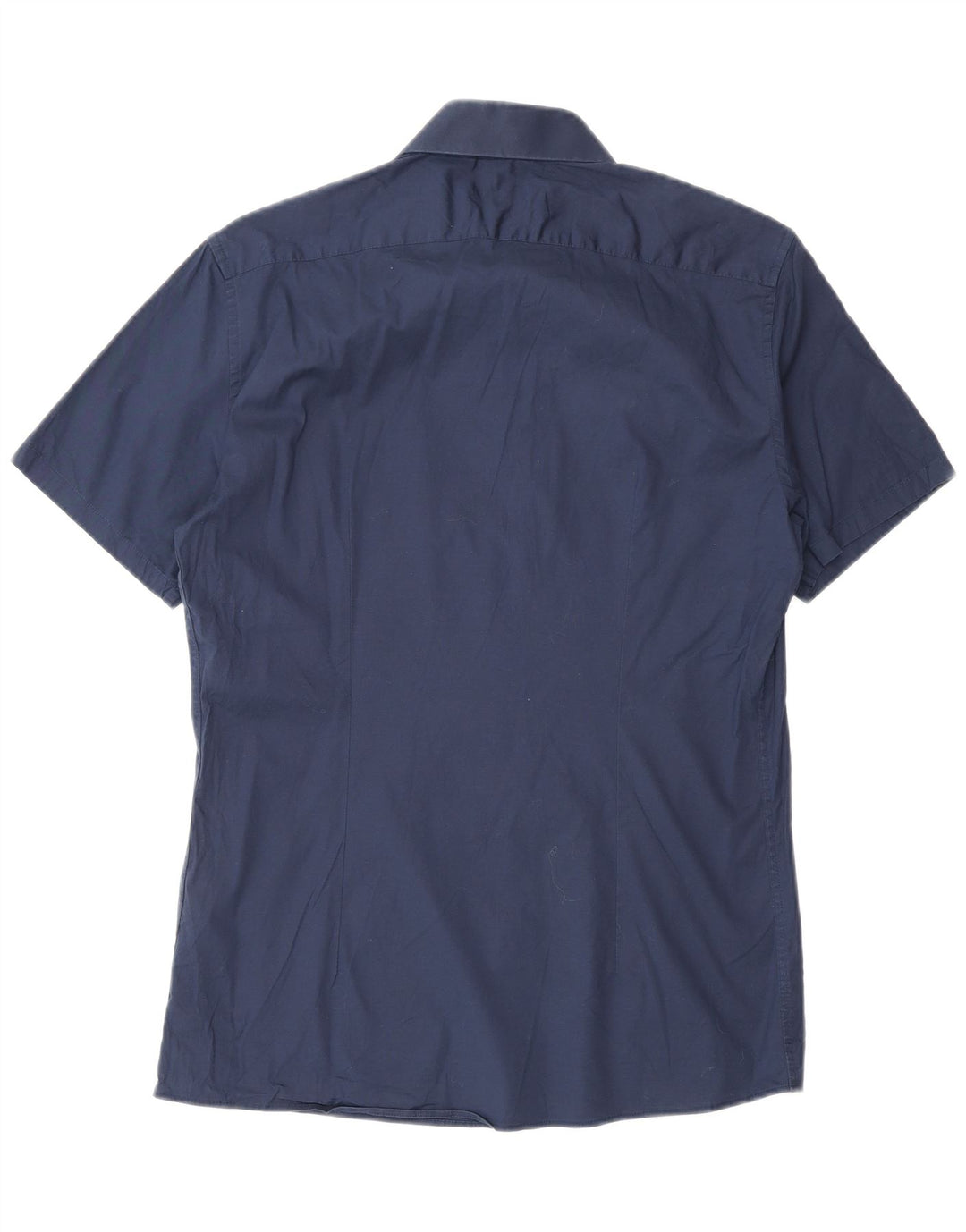 Reiss Herren Slim Fit Kurzarmhemd aus mittelblauer Baumwolle