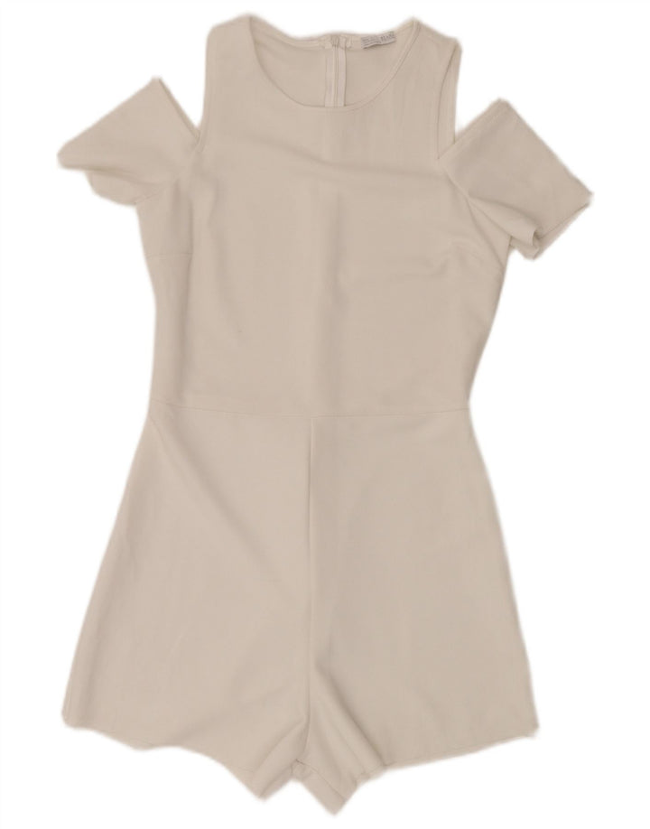 ZARA Damen Kurzarm-Playsuit UK 8 Small W28 Weiß