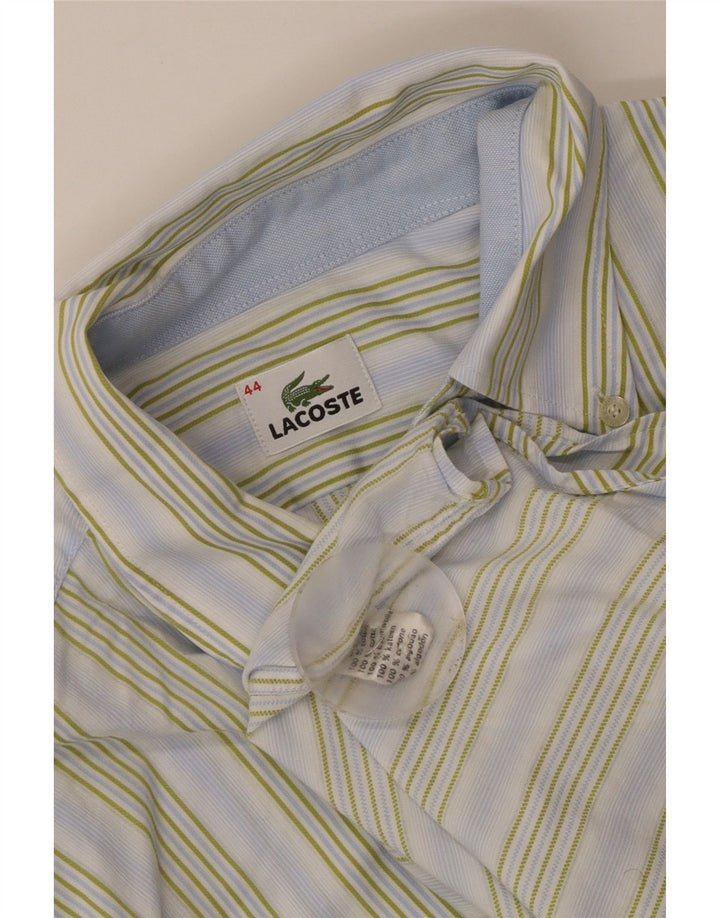 Lacoste Herrenhemd Größe 44 XL Blau gestreifte Baumwolle
