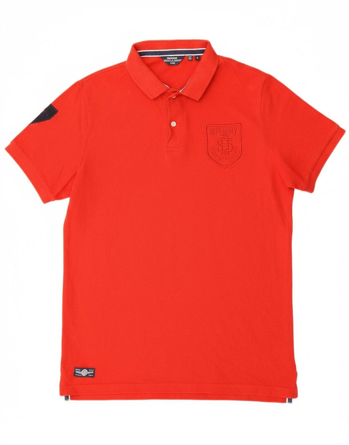 SUPERDRY Mens Graphic Polo Shirt Large Red Cotton