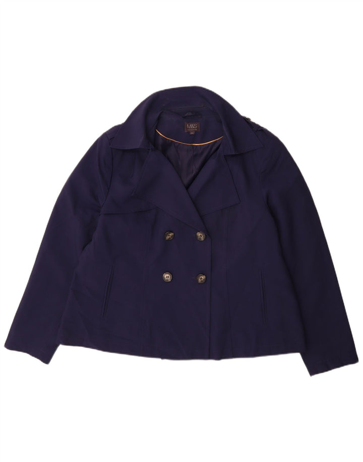 Marks & Spencer Damen Kurzer Pea Coat UK 18 XL Marineblau Polyester