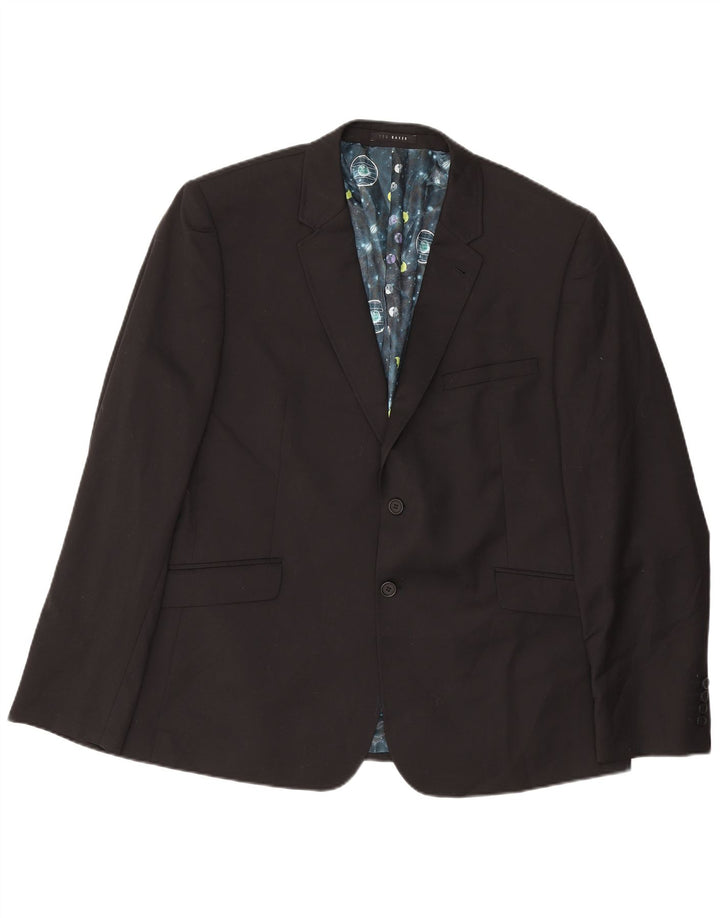 Ted Baker Herren-Blazer mit 2 Knöpfen, US 46, 3XL, schwarze Wolle