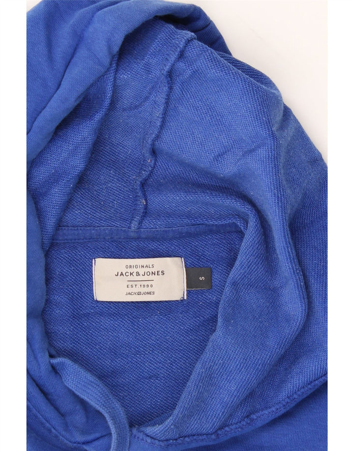 JACK & JONES Mens Graphic Hoodie Jumper Small Blue Cotton Vintage Jack & Jones and Second-Hand Jack & Jones from Messina Hembry 