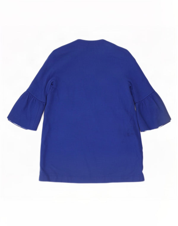 Zara Damen-Mantel mit 3/4-Ärmeln und durchgehendem Reißverschluss, Gr. 10, Größe S, Blau, Baumwolle