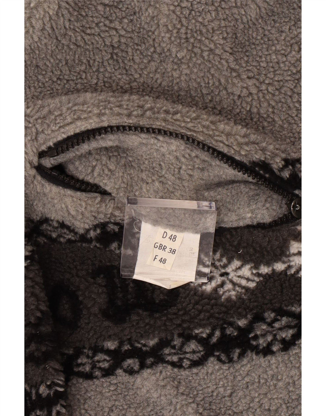 VINTAGE Herren-Fleecejacke mit Grafik, wendbar, UK 38, Mittelgrau, Fair Isle