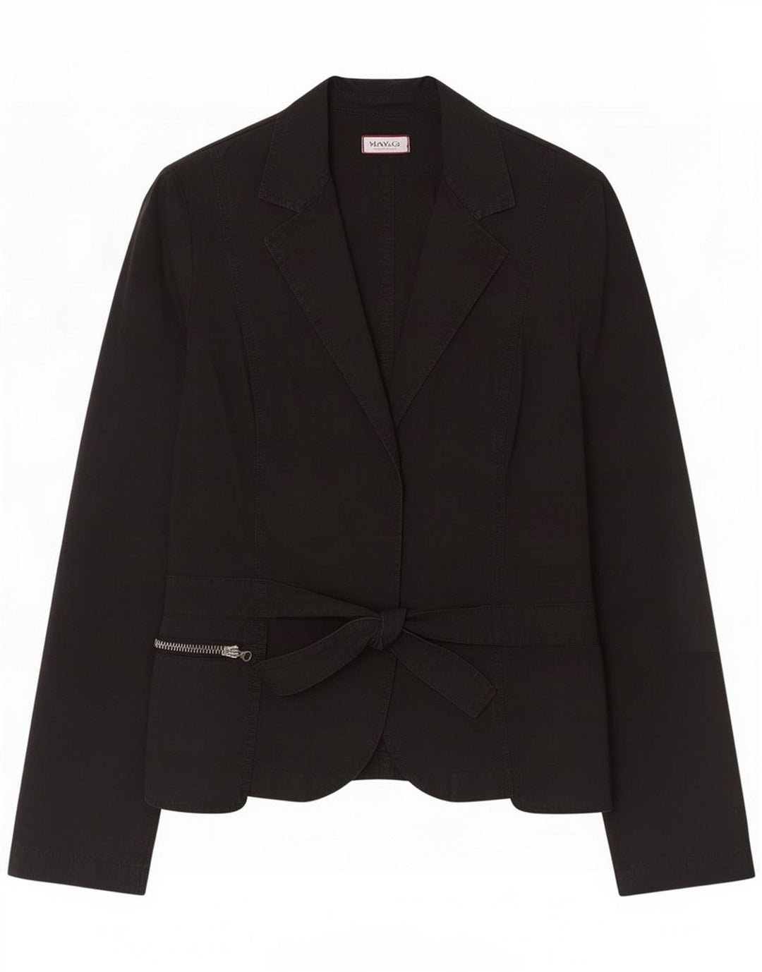 Max & Co. Womens Front Tie Blazer Jacket UK 12 Medium Black Cotton