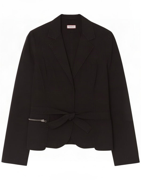 Max & Co. Womens Front Tie Blazer Jacket UK 12 Medium Black Cotton
