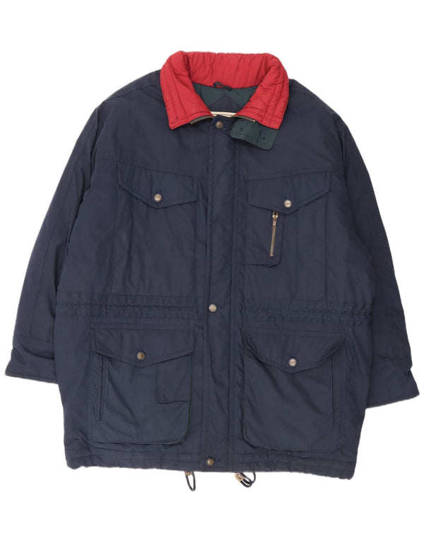 Conte Massimo Herren Wattierte Jacke IT 56 3XL Marineblau Colourblock Baumwolle