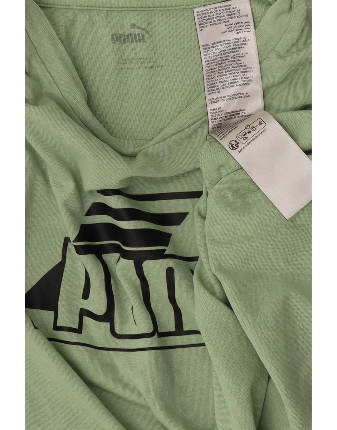 Puma Herren Grafik-T-Shirt-Oberteil, groß, grüne Baumwolle