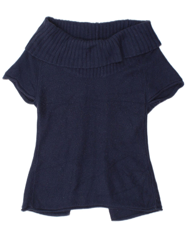 Topshop Damen-Strickjacke mit kurzen Ärmeln, Gr. 6, XS, Marineblau, Acryl