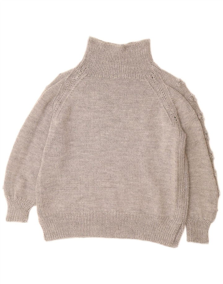 VINTAGE Rollkragenpullover für Damen, UK 14, Größe L, Grau